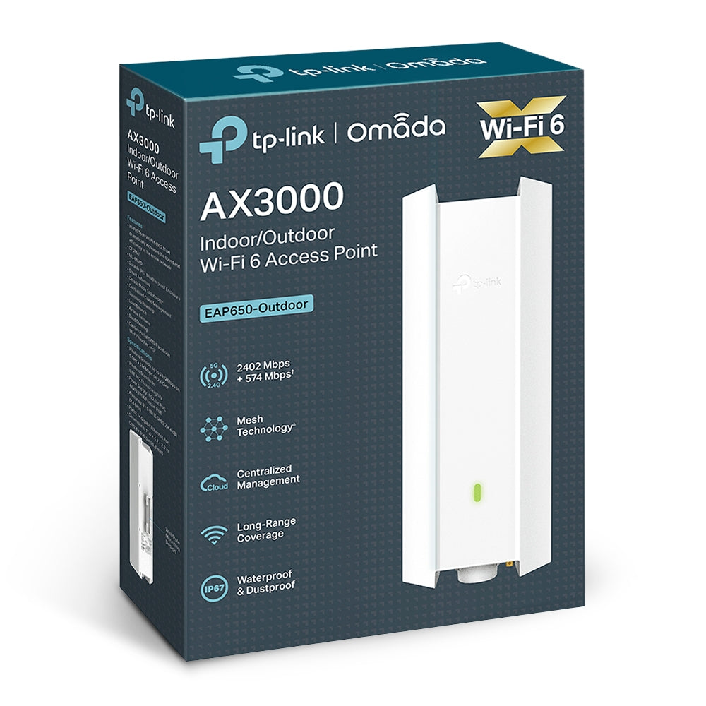 TP-Link EAP650-Outdoor AX3000 Indoor/Outdoor WiFi 6 Access Point | PoE Powered, 160 MHz Bandwidth, Long-Range | 3 Years Warranty TP-Link EAP650-Outdoor AX3000 Indoor/Outdoor WiFi 6 Access Point | PoE Powered, 160 MHz Bandwidth, Long-Range | 3 Years Warranty